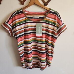 NWT Aventura Summerville Pink Striped Short Sleeve Tee Organic Cotton Small